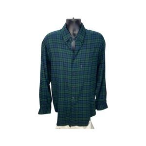Woolrich Tartan Flannel Shirt Men's M Black Watch Plaid Cotton Fall Layering